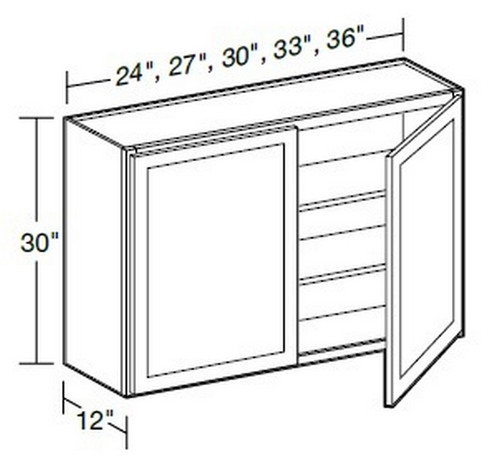 Ideal Cabinetry Glasgow Polar White Wall Cabinet - W3630-GPW