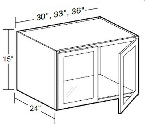 Ideal Cabinetry Glasgow Polar White Wall Cabinet - Glass Doors - W362415PFG-GPW