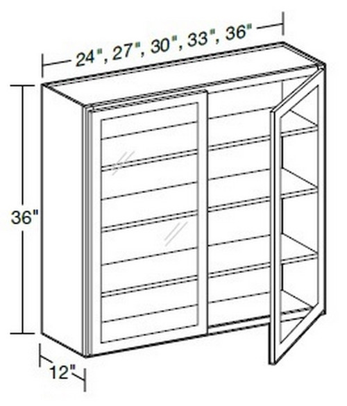 Ideal Cabinetry Glasgow Polar White Wall Cabinet - Glass Doors - W3336PFG-GPW