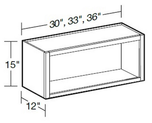 Ideal Cabinetry Glasgow Polar White Wall Cabinet - Without Doors - W3015ND-GPW