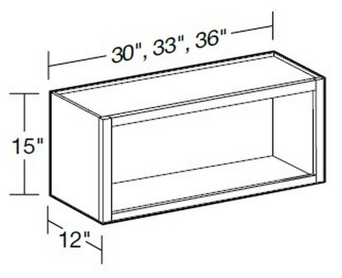 Ideal Cabinetry Glasgow Polar White Wall Cabinet - Without Doors - W3315ND-GPW