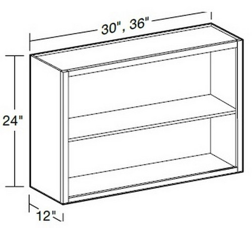 Ideal Cabinetry Glasgow Polar White Wall Cabinet - Without Doors - W3624ND-GPW