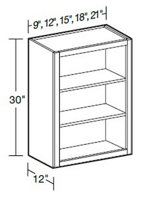 Ideal Cabinetry Glasgow Polar White Wall Cabinet - Without Doors - W0930ND-GPW