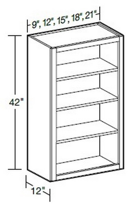 Ideal Cabinetry Glasgow Polar White Wall Cabinet - Without Doors - W1242ND-GPW