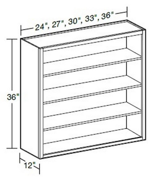 Ideal Cabinetry Glasgow Polar White Wall Cabinet - Without Doors - W3336ND-GPW