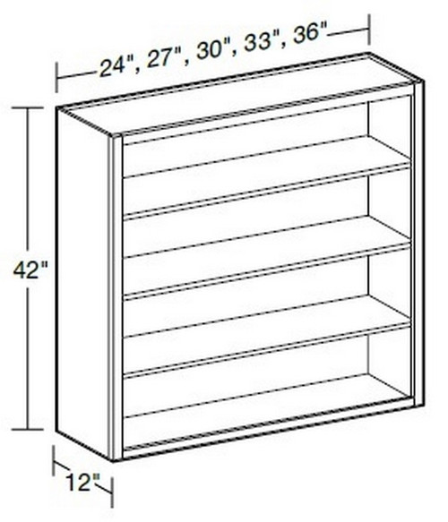 Ideal Cabinetry Glasgow Polar White Wall Cabinet - Without Doors - W2742ND-GPW