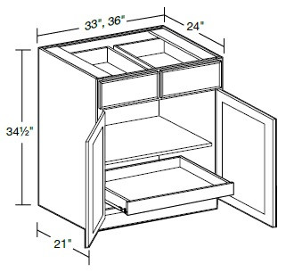Ideal Cabinetry Glasgow Polar White Base Cabinet - B33-1T-GPW