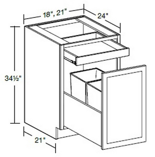 Ideal Cabinetry Glasgow Polar White Base Cabinet - B2WB18-GPW