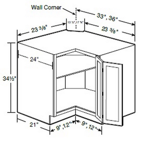 Ideal Cabinetry Glasgow Polar White Base Cabinet - EZR33-GPW