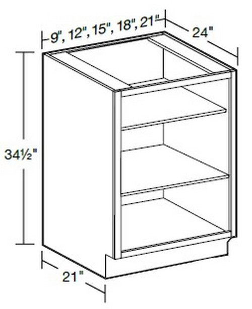 Ideal Cabinetry Glasgow Polar White Base Cabinet - Without Doors - B09ND-GPW