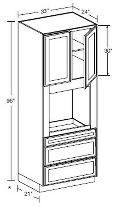 Ideal Cabinetry Glasgow Polar White Oven Cabinet - OC332496U-GPW