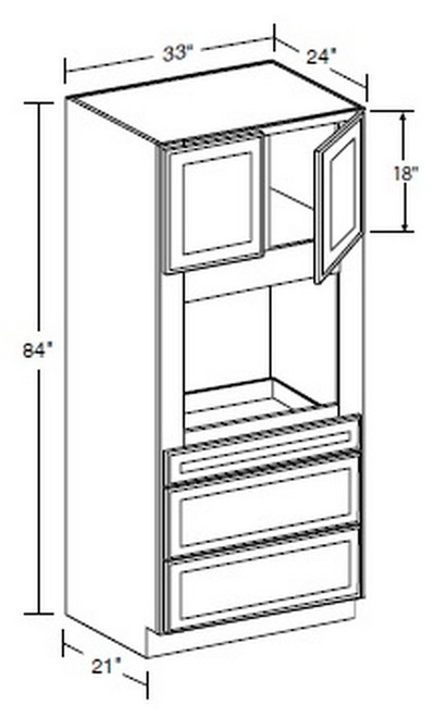 Ideal Cabinetry Glasgow Polar White Oven Cabinet - OC332484U-GPW