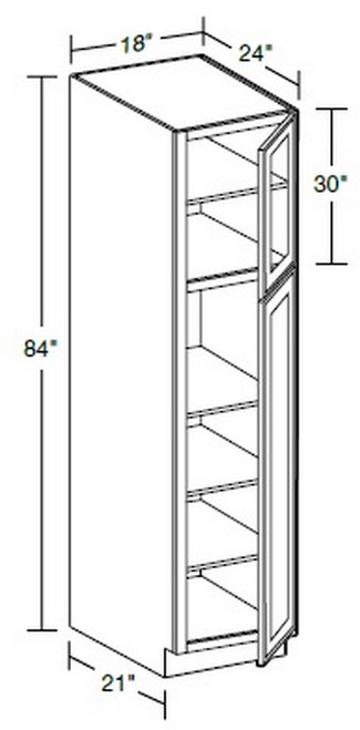 Ideal Cabinetry Glasgow Polar White Pantry Cabinet - Glass Doors - U182484PFG-GPW