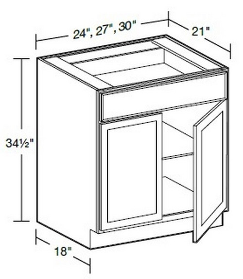 Ideal Cabinetry Glasgow Polar White Double Door Vanity Base Cabinet - VB2721-GPW