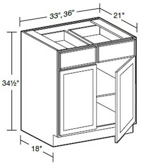 Ideal Cabinetry Glasgow Polar White Double Door Vanity Base Cabinet - VB3621-GPW