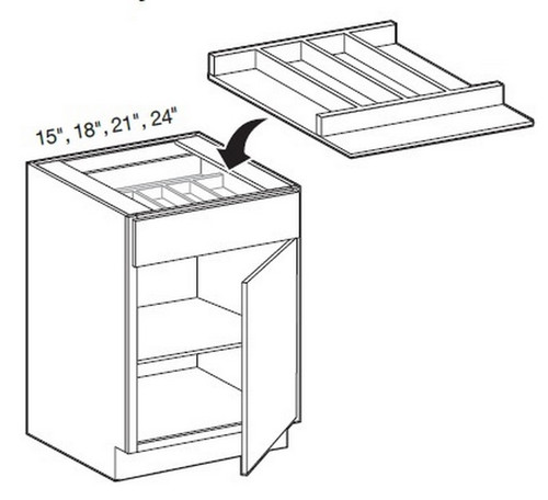 Ideal Cabinetry Glasgow Polar White Utensil Divider Tray - UTD18-GPW