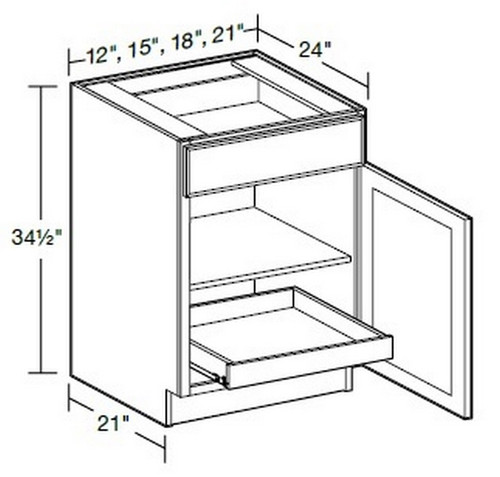 Ideal Cabinetry Wichita Vessel Blue Base Cabinet - B15-1T-WVB