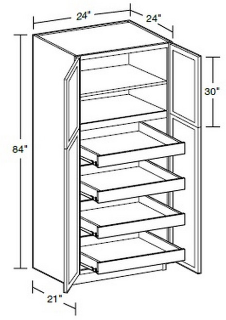 Ideal Cabinetry Wichita Vessel Blue Pantry Cabinet - U242484-4T-WVB