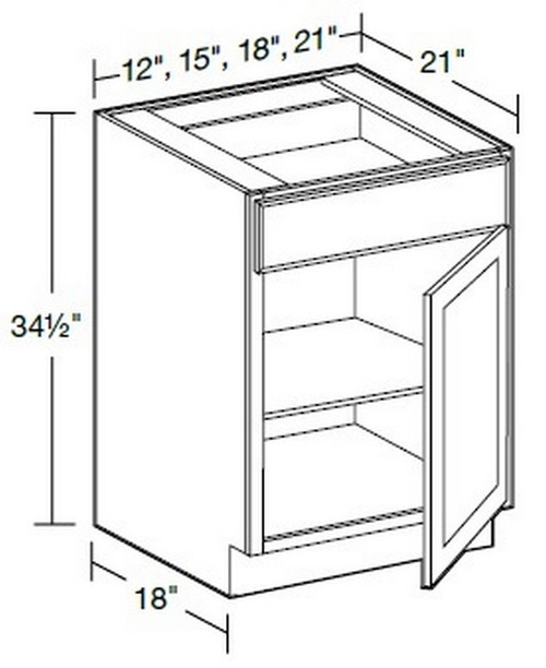 Ideal Cabinetry Wichita Vessel Blue Single Door Vanity Base Cabinet - VB2121-WVB