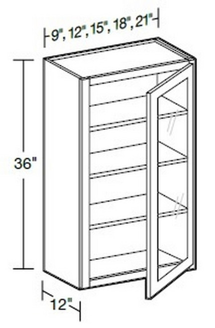 Ideal Cabinetry Glasgow Deep Onyx Wall Cabinet - Glass Doors - W2136PFG-GDO