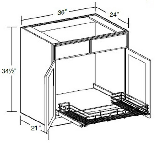 Ideal Cabinetry Glasgow Deep Onyx Base Cabinet - SB36-1USWP-GDO