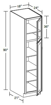 Ideal Cabinetry Glasgow Deep Onyx Pantry Cabinet - Glass Doors - U182490PFG-GDO