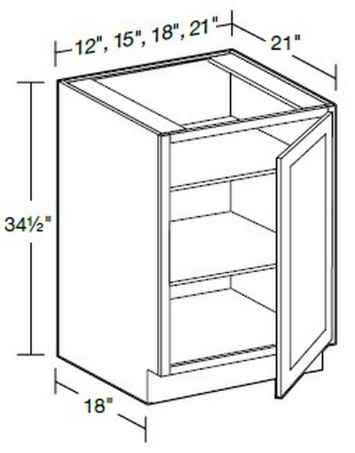 Ideal Cabinetry Glasgow Deep Onyx Single Full Height Door Vanity Base Cabinet - VB1521FH-GDO