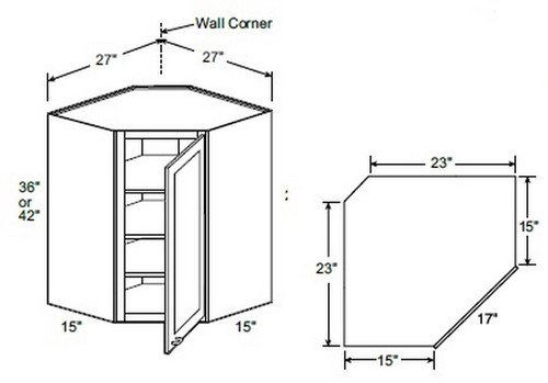 Ideal Cabinetry Glasgow Mythic Blue Angled Cabinet - WA271536-GMB