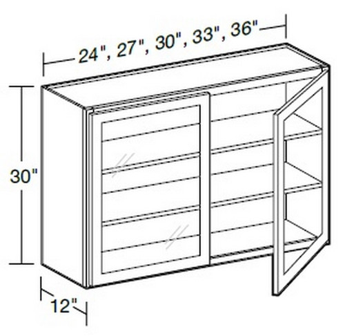 Ideal Cabinetry Glasgow Mythic Blue Wall Cabinet - Glass Doors - W2430PFG-GMB