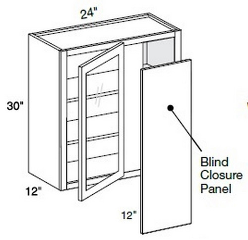 Ideal Cabinetry Glasgow Mythic Blue Corner Cabinet - Glass Doors - WBCU2730PFG-GMB