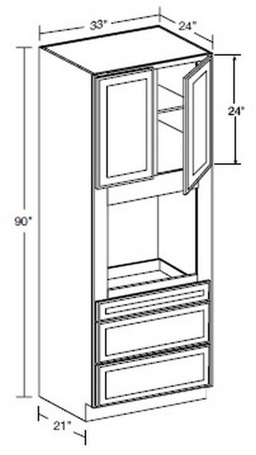 Ideal Cabinetry Glasgow Mythic Blue Oven Cabinet - OC332490U-GMB