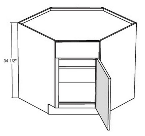 Cubitac Cabinetry Milan Latte Single Door & Drawer Front Diagonal Corner Sink Base Cabinet - CSB36-ML