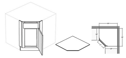 Cubitac Cabinetry Newport Latte Single Door & Drawer Diagonal Corner Sink Front - CSF36-NL