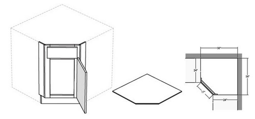 Cubitac Cabinetry Newport Latte Single Door & Drawer Diagonal Corner Sink Front - CSFFL36-NL