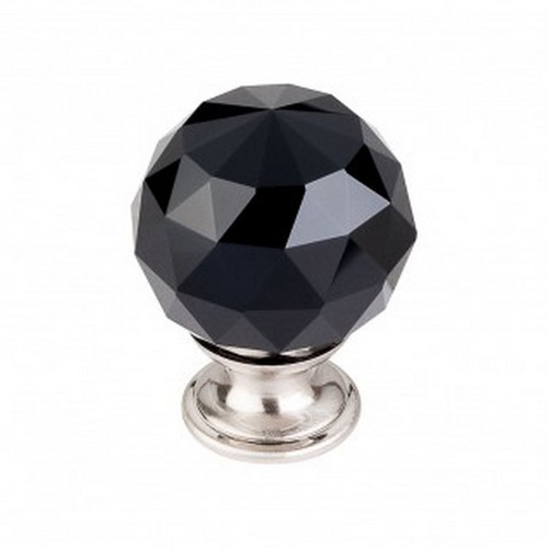 Top Knobs - Crystal Collection - Black Crystal Knob 1 3/8" w/ Brushed Satin Nickel Base - TK116BSN