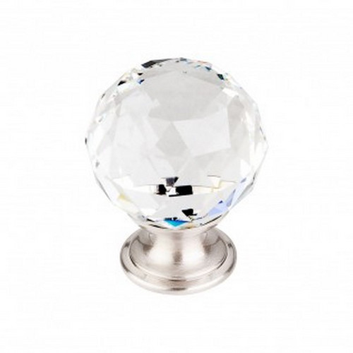 Top Knobs - Crystal Collection - Clear Crystal Knob 1 3/8" w/ Brushed Satin Nickel Base - TK126BSN