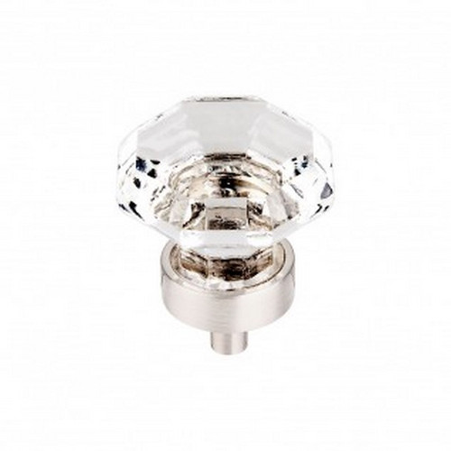 Top Knobs - Crystal Collection - Clear Octagon Crystal Knob 1 3/8" w/ Brushed Satin Nickel Base - TK128BSN