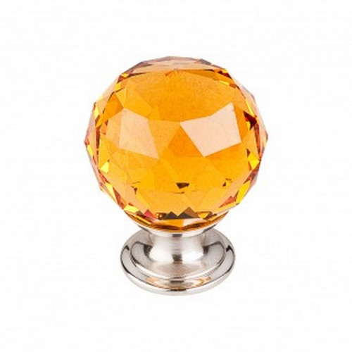 Top Knobs - Crystal Collection - Amber Crystal Knob 1 3/8" w/ Brushed Satin Nickel Base - TK112BSN