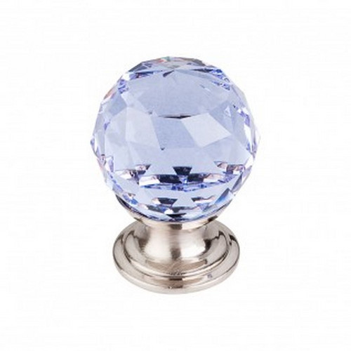 Top Knobs - Crystal Collection - Light Blue Crystal Knob 1 1/8" w/ Brushed Satin Nickel Base - TK113BSN
