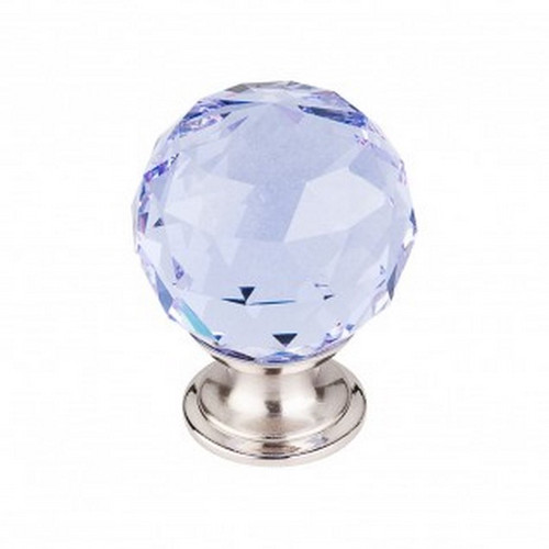 Top Knobs - Crystal Collection - Light Blue Crystal Knob 1 3/8" w/ Brushed Satin Nickel Base - TK114BSN