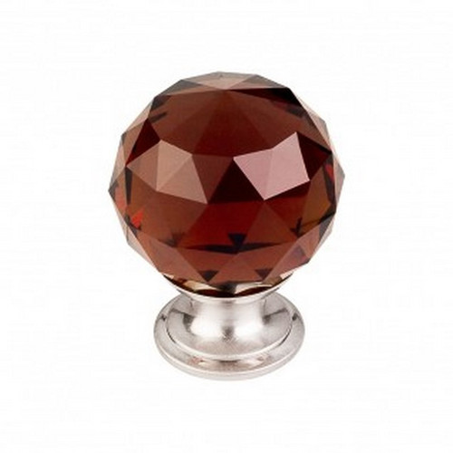 Top Knobs - Crystal Collection - Wine Crystal Knob 1 3/8" w/ Brushed Satin Nickel Base - TK122BSN