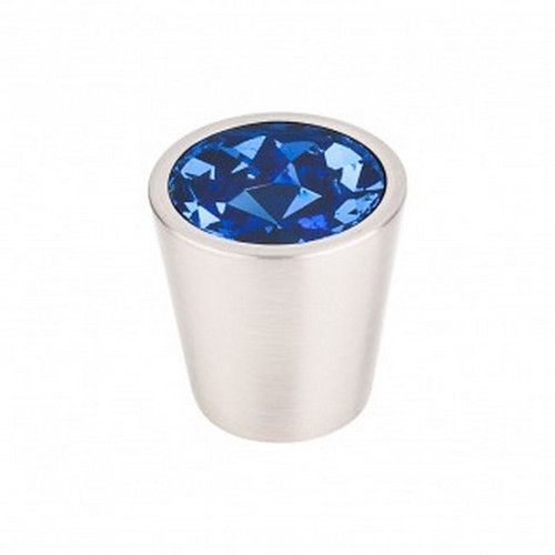 Top Knobs - Crystal Collection - Blue Crystal Center Knob 1 1/16" w/ Brushed Satin Nickel Shell - TK131BSN