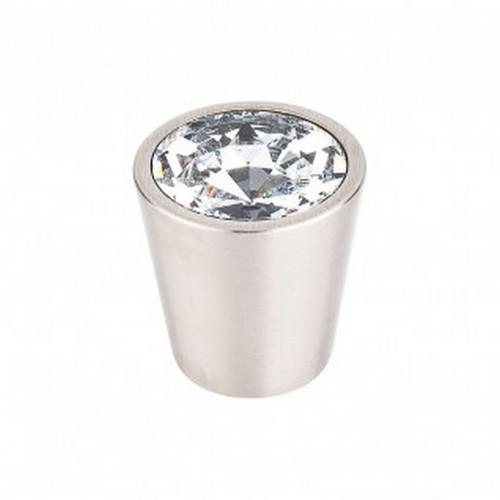Top Knobs - Crystal Collection - Clear Crystal Center Knob 1 1/16" w/ Brushed Satin Nickel Shell - TK135BSN