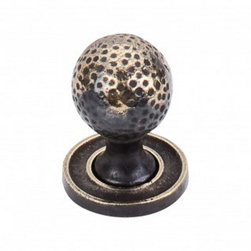 Top Knobs - Britannia Collection - Paris Knob Mottled 1 1/16" w/Backplate - Dark Antique Brass - M44