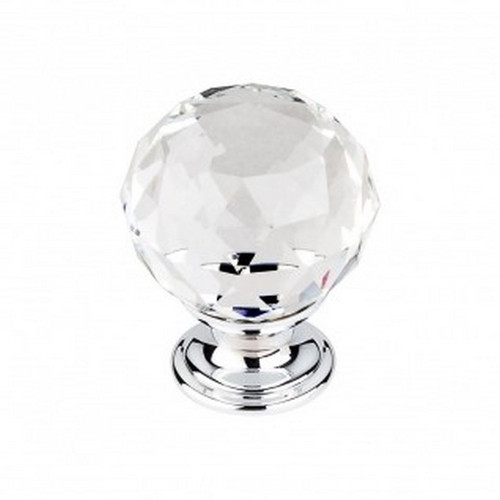 Top Knobs - Crystal Collection - Clear Crystal Knob 1 3/8" w/ Polished Chrome Base - TK126PC