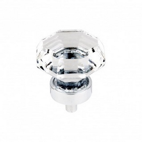 Top Knobs - Crystal Collection - Clear Octagon Crystal Knob 1 3/8" w/ Polished Chrome Base - TK128PC