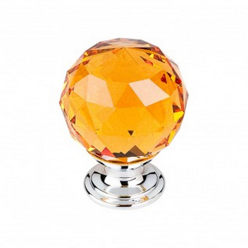 Top Knobs - Crystal Collection - Amber Crystal Knob 1 3/8" w/ Polished Chrome Base - TK112PC