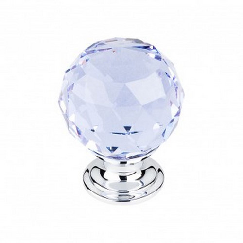 Top Knobs - Crystal Collection - Light Blue Crystal Knob 1 3/8" w/ Polished Chrome Base - TK114PC