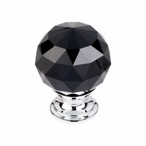 Top Knobs - Crystal Collection - Black Crystal Knob 1 3/8" w/ Polished Chrome Base - TK116PC