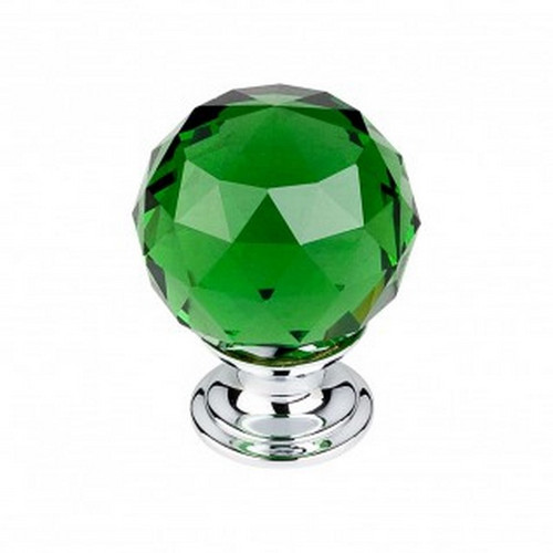 Top Knobs - Crystal Collection - Green Crystal Knob 1 3/8" w/ Polished Chrome Base - TK120PC